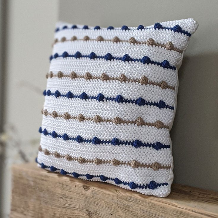bobble stripe crochet pillow