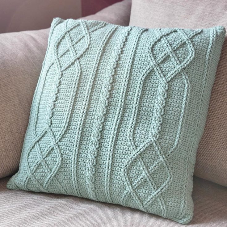 cable diamond crochet pillow