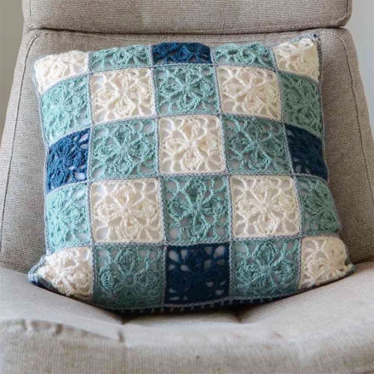 clover leaf granny square pillow