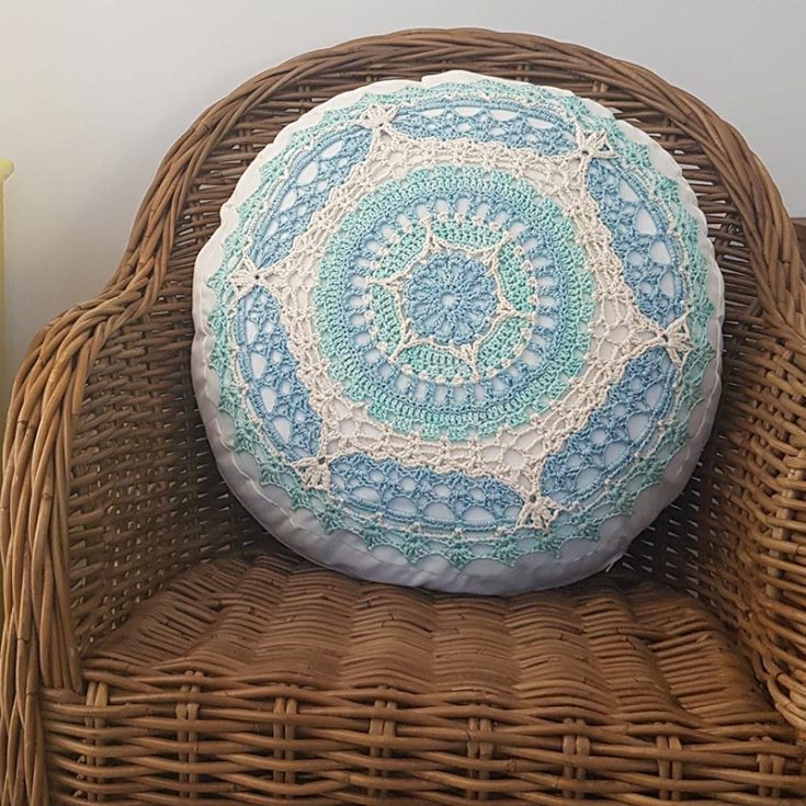 cool as ice crochet mandala pillow