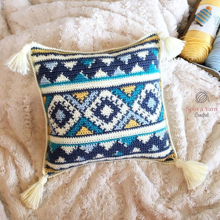 crochet aztec throw pillow