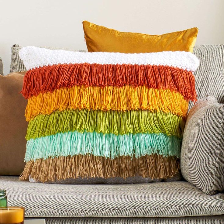 fabulous fringe crochet pillow