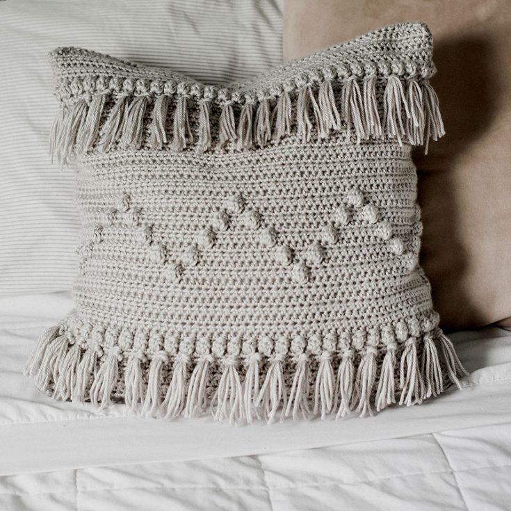 funky fringe crochet pillow