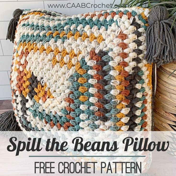 spill the beans crochet pillow with bean stitch