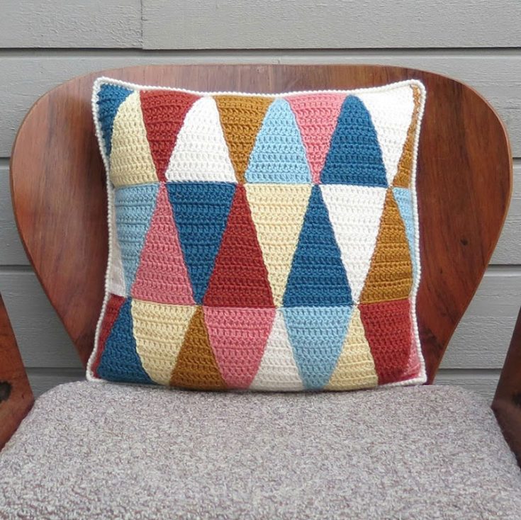 triangle geometry crochet pillow