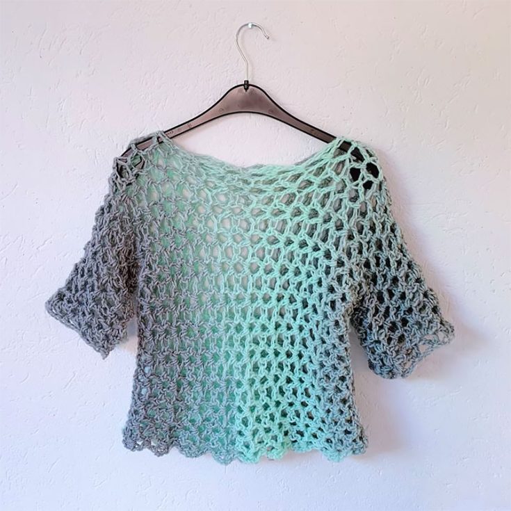 This easy crochet shirt is made in two pieces and then joined together. It's light and airy, so you won't sweat like crazy,&nbsp;even on the hottest summer days. S, M, L, XL, 2XL, 3XL, 4XL, and 5XL sizes are available.