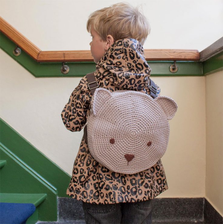 This back-to-school bear crochet pattern backpack is a cute option for your little ones. The main body of the backpack is crocheted with durable macram&eacute; so you get a sturdy bag for your kids to carry.