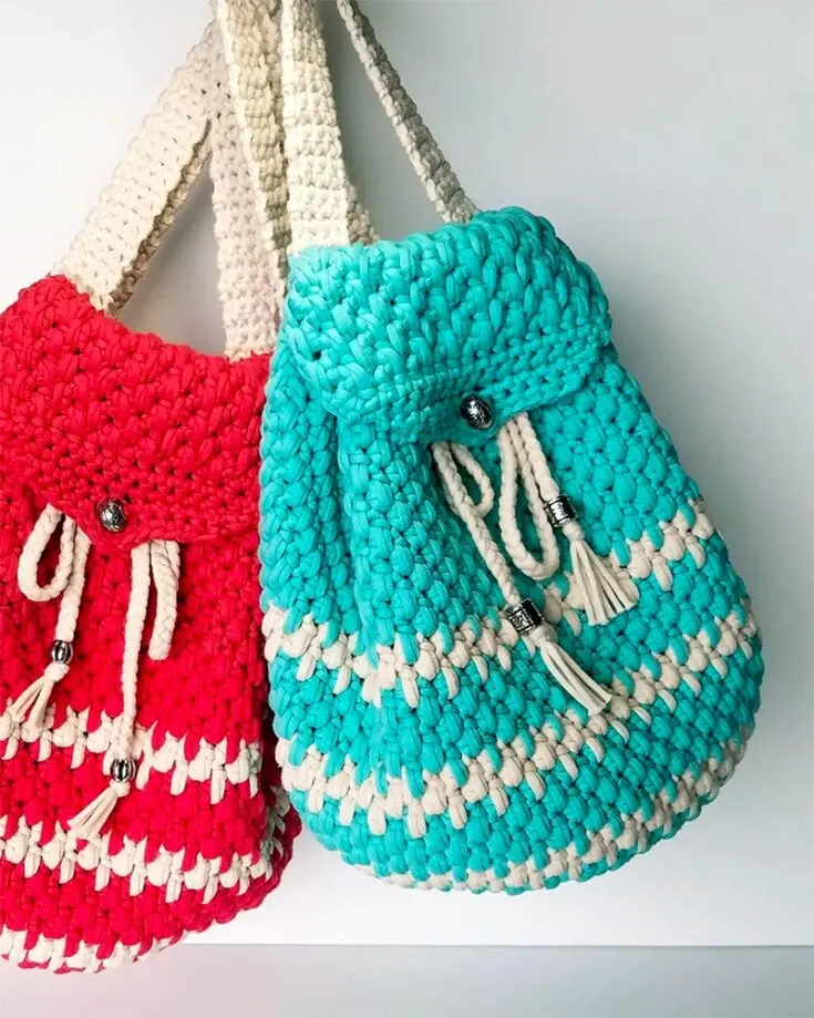 bohemian style crochet backpack