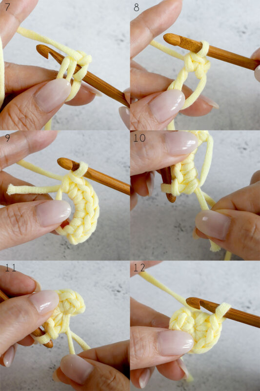 easy step by step tutorial to crochet a magic ring or magic circle to begin a circle pattern. Part 2/2
