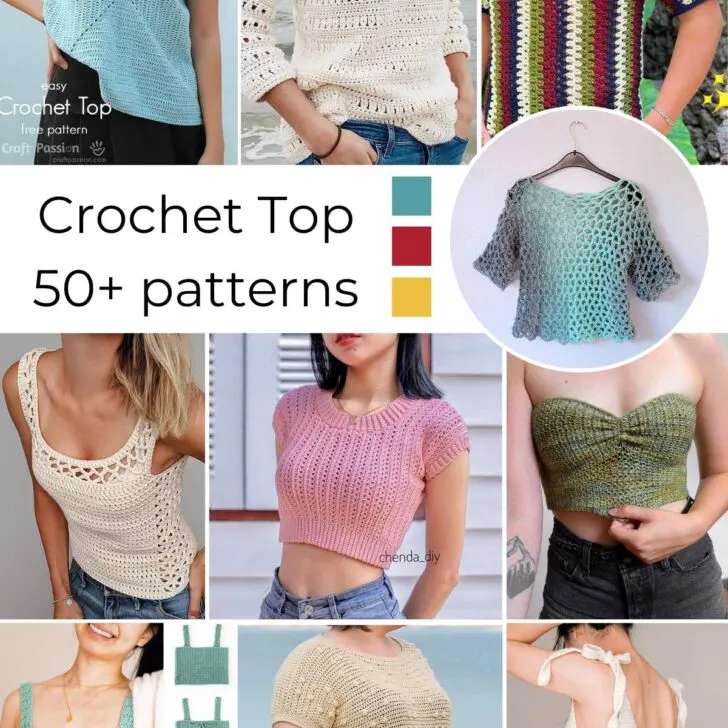 Look no further; here's a list of free crochet top patterns for every season & occasion. There're crochet shirts, tank tops, crop tops, halter tops, & sweaters etc.