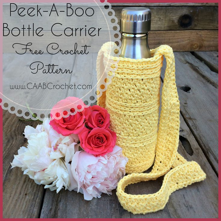 If you want a crocheted water bottle holder with more texture and patterns, this is the one for you. You may easily customize it by changing the color tones. Crochet a matching Peek-A-Boo Cup Cozy set.