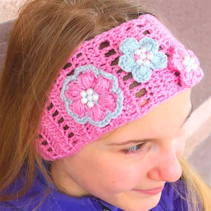 Who says ear warmers can't be reminiscent of spring? Great as a happy project for beginners, this is fairly simple, except the flowers require the puff stitch technique/