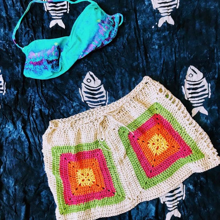 starburst granny square crochet shorts