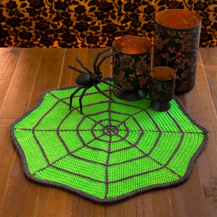 This spider web table mat crochet pattern can also be used as a floor mat. Its yet another practical Halloween addition to your house that is beginner friendly.