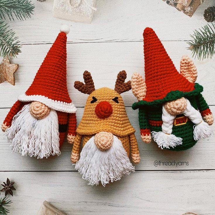 One crocheted gnome can be too lonely. Here's the charm with this Christmas gnome collection pattern. Pick up your crochet hooks and make this adorable set for Christmas today.