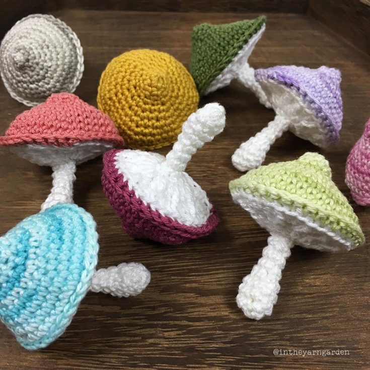 Bring the cheerful chill of autumn to your home by crocheting some colorful mushrooms!