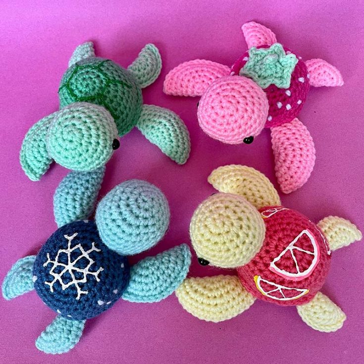 These sea turtle crochet plushies are so creative! Personalize the design on your turtles' backs to make them personal and meaningful.