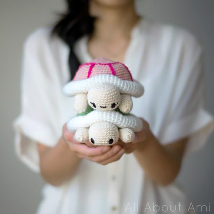These crochet turtles have puffy shells that are fun to create with contrast color detailing using surface crochet. You will need more materials for this, so check out the pattern before starting.