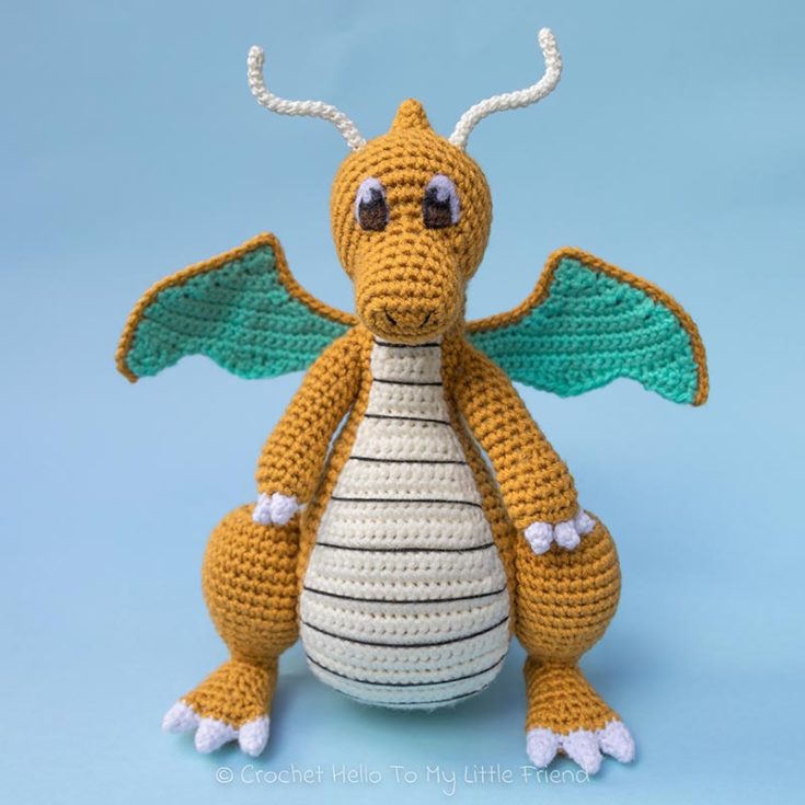 Once you have conquered the Charizard patterns, crochet this Dragonite. Three of them use&nbsp;the same base pattern&nbsp;but with slight variations on some features to emphasize their character.