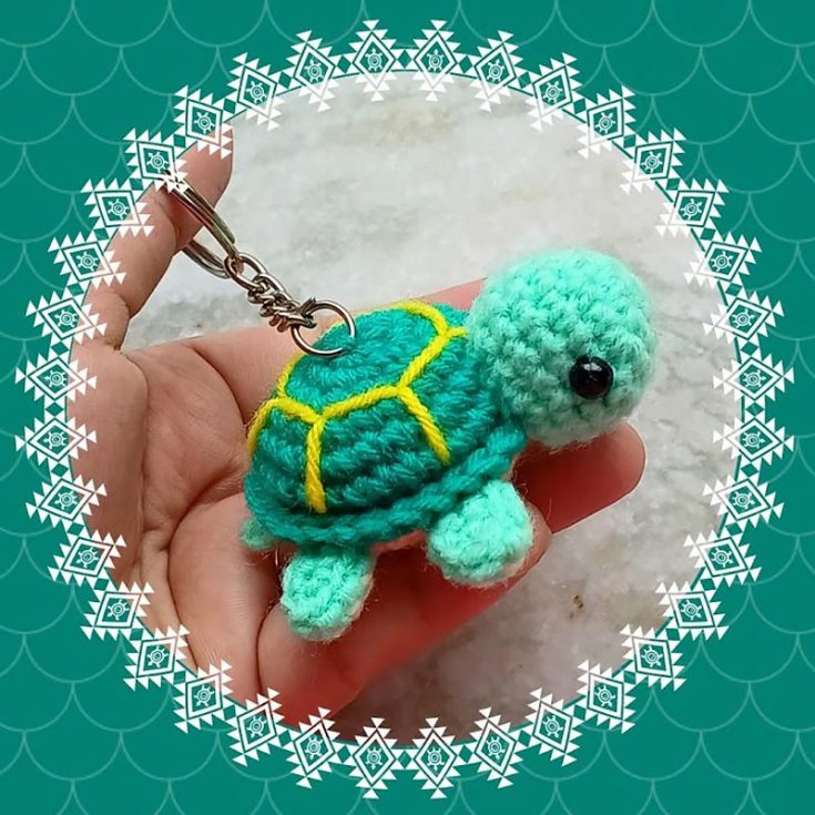 These easy beginner-level crochet turtle keychains can be made in bulk in no time at all. A great option if you need many of these tiny ones.