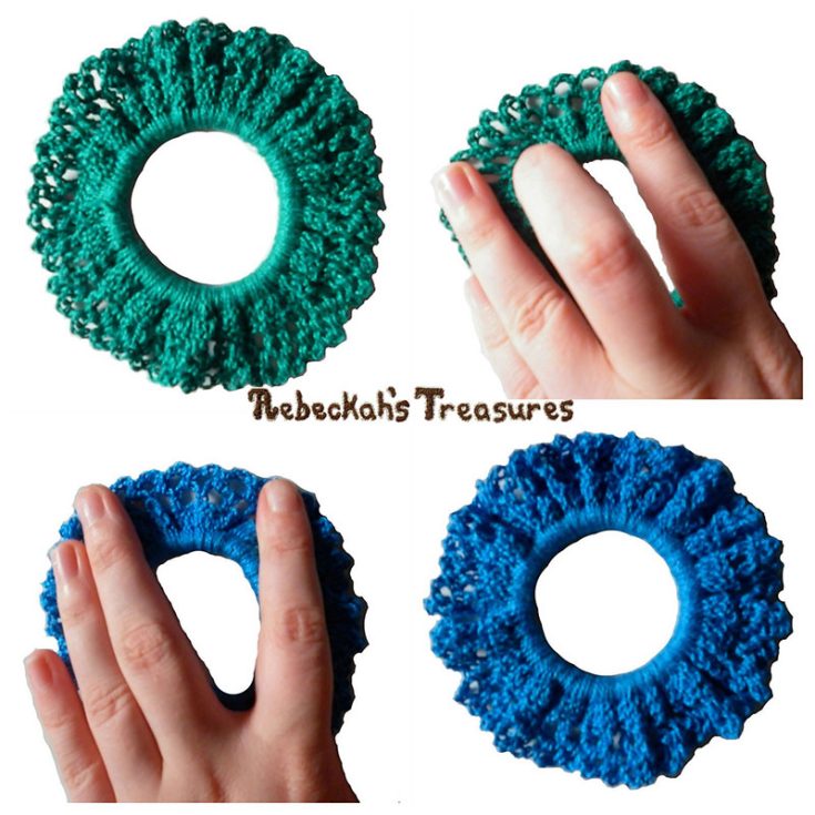 Learn how to crochet this scrunchie that features a lacy outer rim. Depending on your skill level and your speed, this can be done within 30-60 minutes!