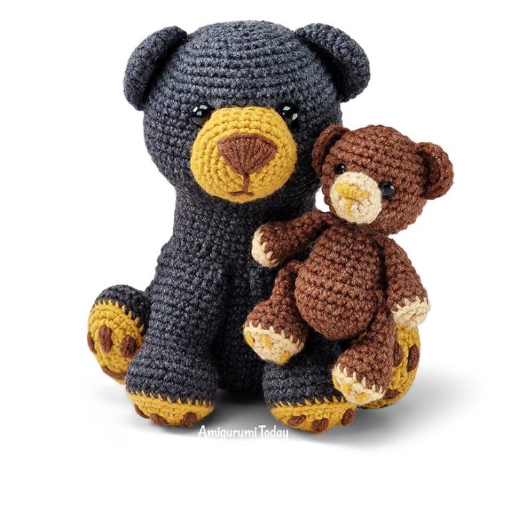 This amigurumi black bear with her baby is the perfect gift for a mother or an expectant parent, giving them a glimpse or reminder of the wonderfulness of parent life.