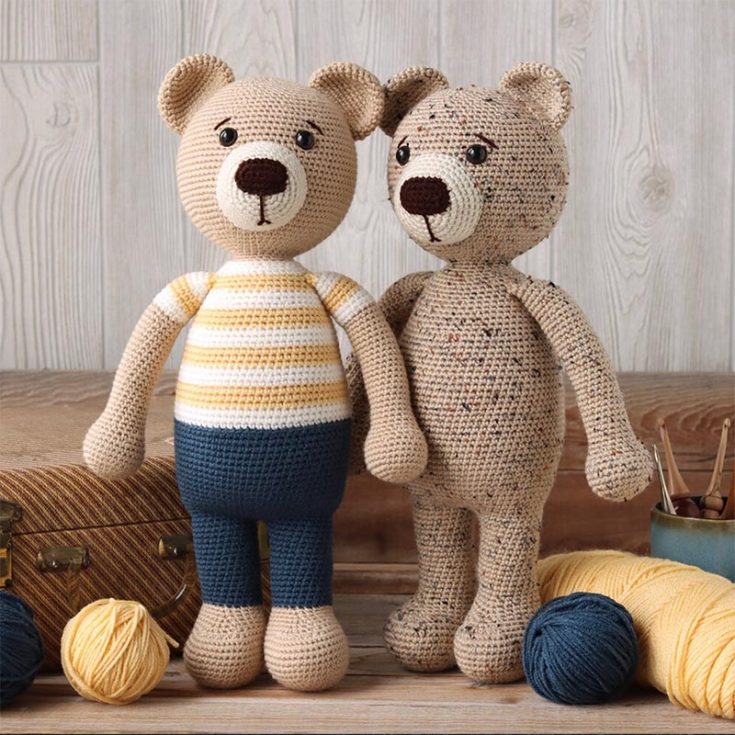 These teddy crochet patterns are special as they are nearly seamless in their making. All the limbs and tail are made and then joined as you crochet, with only the nose, muzzle, ears, and then any desired embellishments needing to be stitched on.