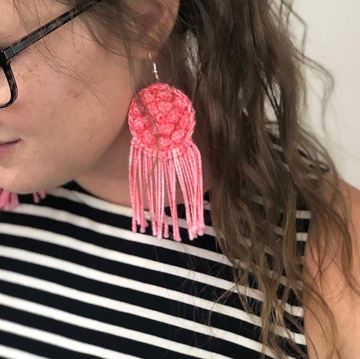 Featuring a bobble stitch texture and trendy fringe, these crochet earrings are bound to be a huge hit!