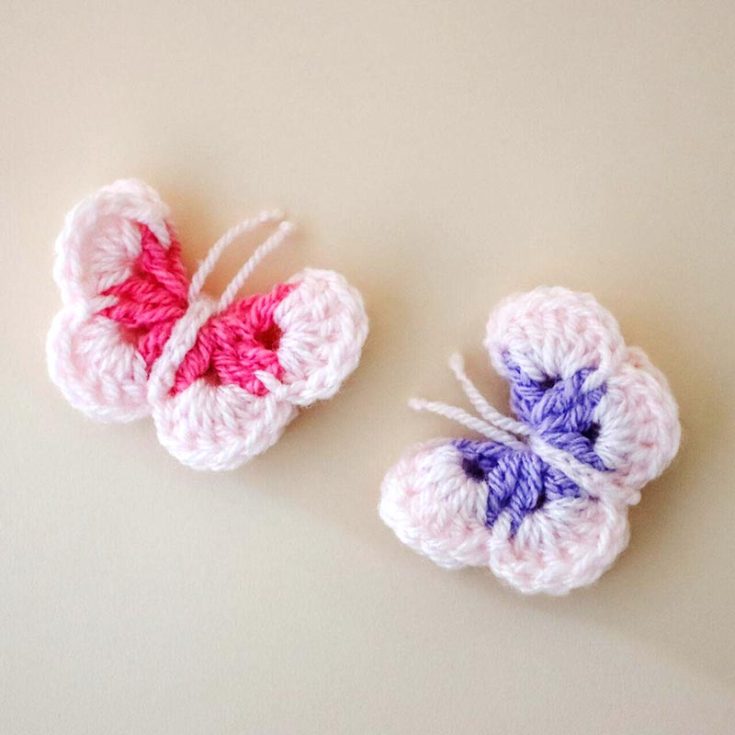 This beautiful free crochet butterfly pattern is written in UK terms, but it comes with a YouTube video tutorial. It features a dainty flutter fly that can be made with only a chain, UK treble crochet (double crochet in US terms), and slip stitch.