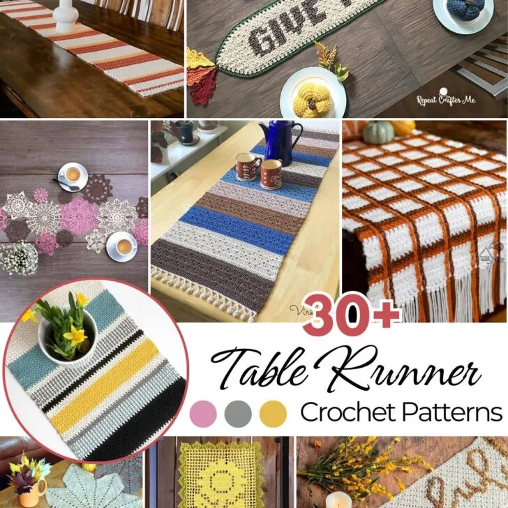 The best compilation of free crochet table runner patterns. There is a pattern for everyone, ranging from modern, contemporary flair to rustic, laid-back vibe.