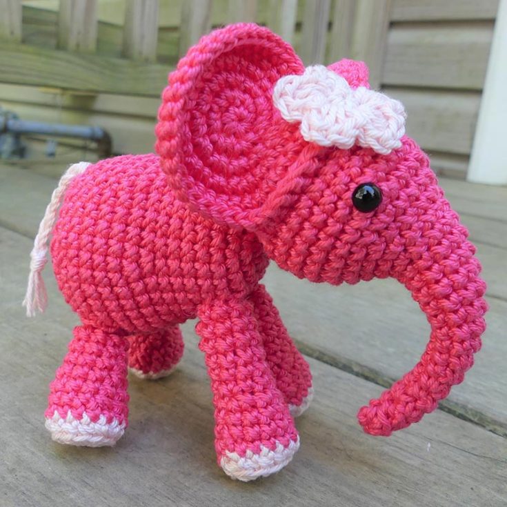 This pretty little elephant would make a dainty gift for anyone on any occasion! You can use very lightweight, mercerized cotton yarn like the pattern did for a dainty, small look.