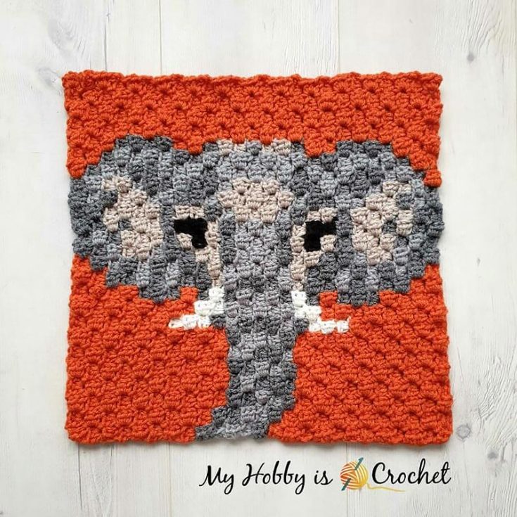 This crochet elephant square for the Wildlife Graphghan combines the corner-to-corner (C2C) technique with an adorable elephant motif. It's a bit of a challenge, but well worth it.