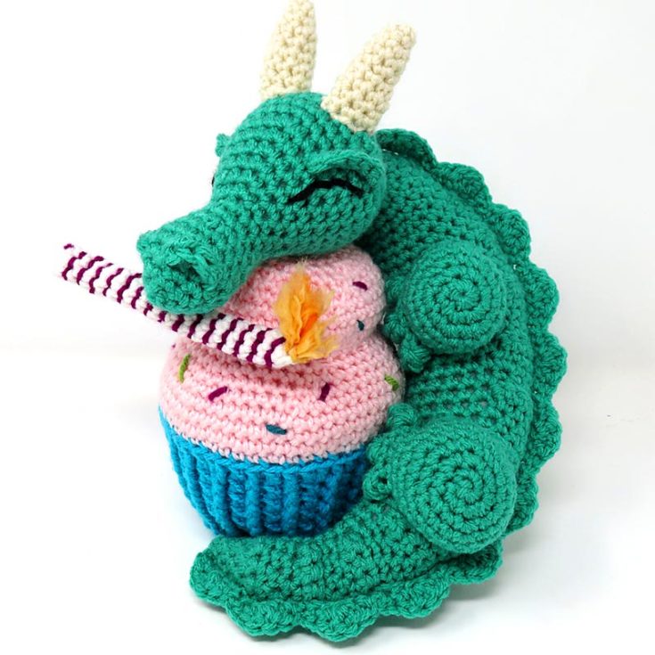 What makes a great birthday? Cupcakes and a dragon, of course!&nbsp;This little dragon fell asleep before he could even blow out his candle. He's the perfect amigurumi pattern for a birthday project.