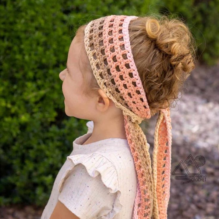 Look ready for this summer and stay cool with this stash-buster crochet head scarf. It's light and airy, and you can make it however long as you need to fit onto anyone's head!