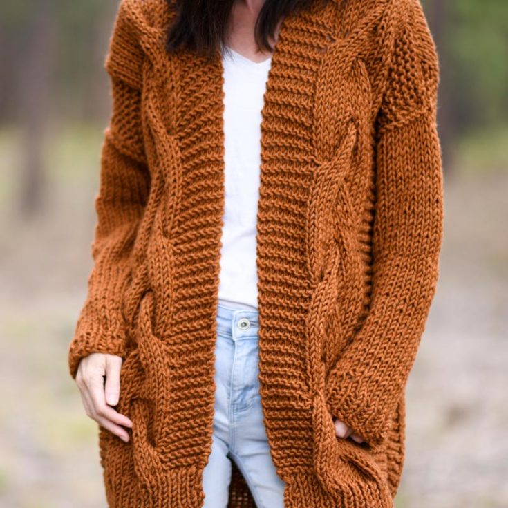 Have a look at this beautiful knit sweater cardigan! It has one rectangular panel at the back and two rectangular panels at the front. If you want to make it longer, simply extend the knitting to make it comfier. Also, if you love knitting cable knits, this design is perfect for you. Size: S - XL Skill Level: Intermediate
