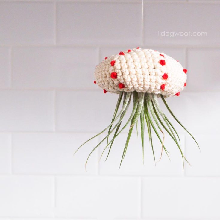 Here is a creative way to crochet your jellyfish and literally bring it to life -- by making a crochet air plant jellyfish! With just an hour of your time, a palm-sized beginner-friendly project will be finished and ready to decorate your home.
