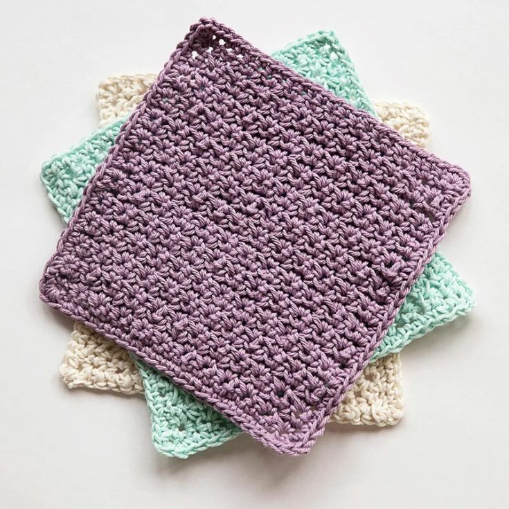 This pattern gives you lush scrunchy fabric that works great as a washcloth in the kitchen or during bath time! These simple yet luxurious cloths make wonderful holiday gifts. Each washcloth&nbsp;measures 7&Prime; X 7.
