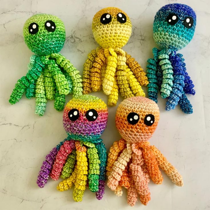 Get blown away by this explosion of colors from this Jellyfish Amigurumi Pattern made using &nbsp;Lion Brand Ice Cream Yarn! &nbsp;Cricut&nbsp;was used to make the felt eyes -- a great option to minimize choking hazards for kids.