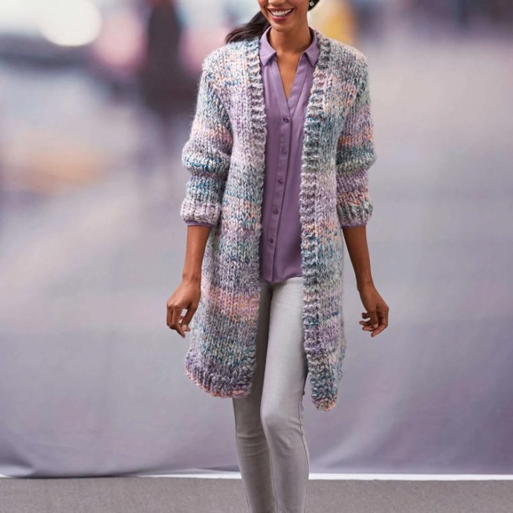 Looking for something chic to wear to impress your friends and family? You have to try out this cardigan knit design that is made from stockinette stitches. Use a circular needle to maintain the width and thickness of the fabric and yarn to pull the look together seamlessly. Size: S - 2X Skill Level: Intermediate