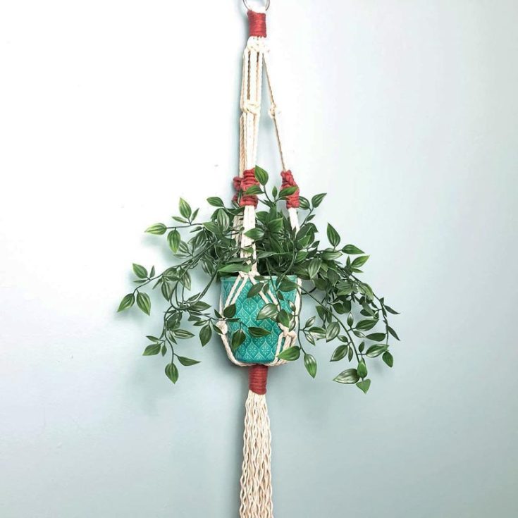 Here&rsquo;s another majestic-looking plant hanger design that is made with the gathering knot, square, and spiral knots. These are some of the basic macrame knots used in most projects, so if you haven&rsquo;t already learned these knots, don&rsquo;t worry. The video tutorial will be your guide.