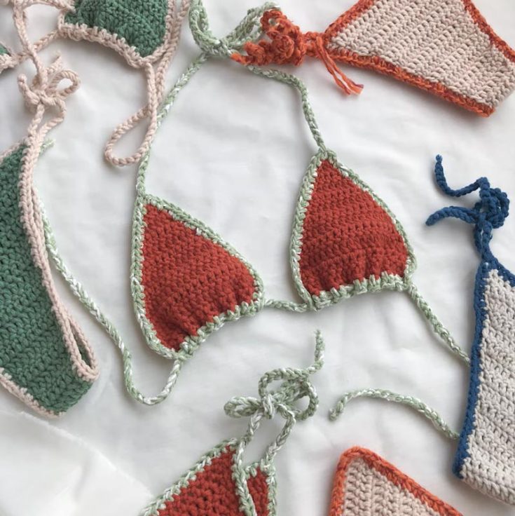 This super easy, beginner-friendly crochet summer swimsuit (both top and bottom) can be made in around 2 hours. It's an in-depth tutorial that provides information and guidance on making them in 3 sizes: S, M, and L.