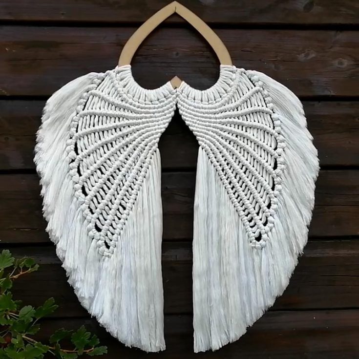Check out this glorious angel wings macrame wall hanging design! It reminds us of the Victoria's Secret angel wings. Try making this intermediate design with a complete video tutorial to guide you in making your wings!