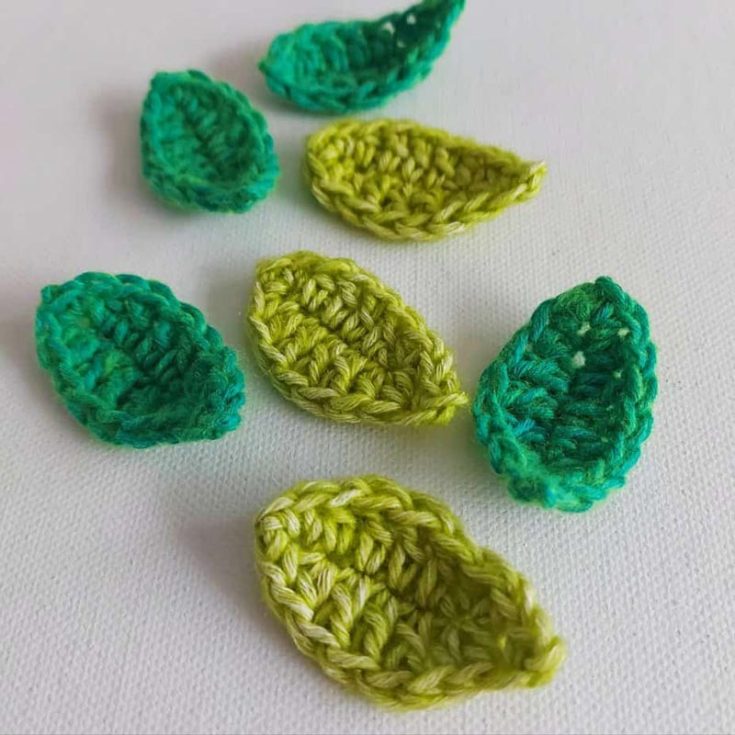 This crochet leaf pattern is so easy and beginner-friendly. It only takes minutes and is a great way to use up small amounts of yarn. It also has an adorable Crochet Flower Pattern to pair with the leaves.