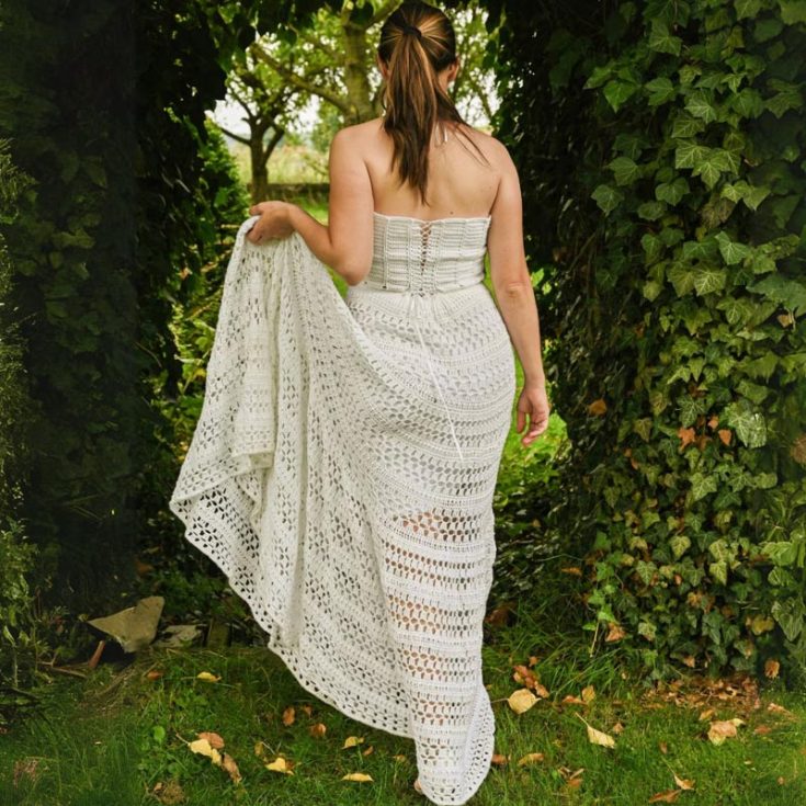 This paid maxi dress pattern is beginner-friendly and highly suitable for all body types! It has been written in a way that works for every body shape because it is made-to-measure and has been tested by various crocheters. So feel free to go ahead and work your magic on this dress!