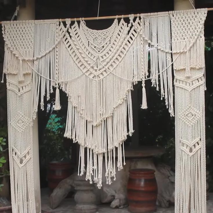 Whether you choose to macrame this wall-hanging pattern for a wedding occasion, just for your home gazebo, or for a cute curtain at home, this video tutorial will help you achieve this exact look!