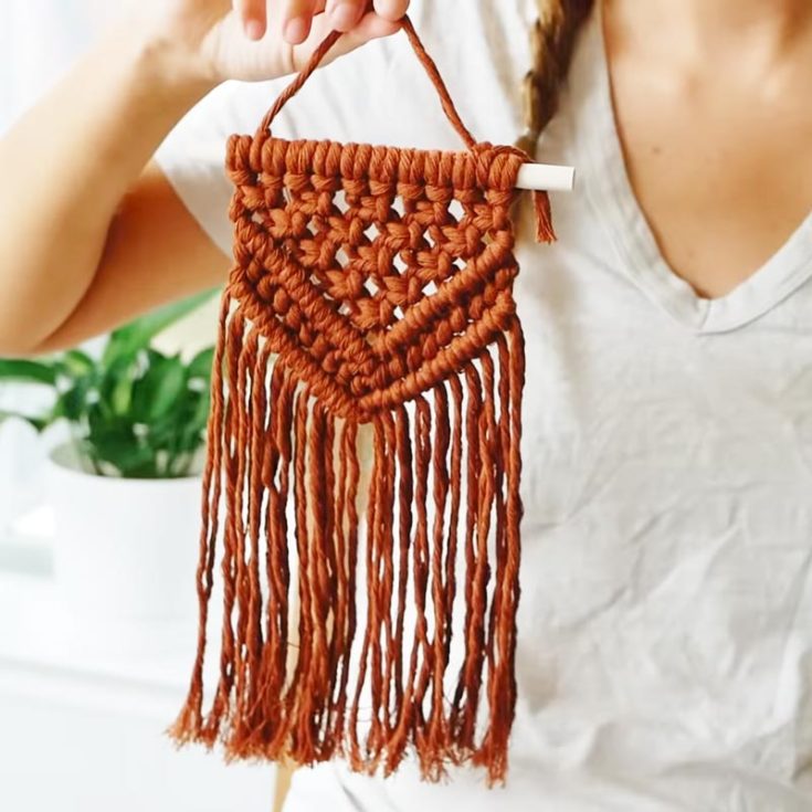 This easy and beginner-friendly macrame wall hanging design is so straightforward to make and look at how cute the mini version is! You can try out this pattern for starters.