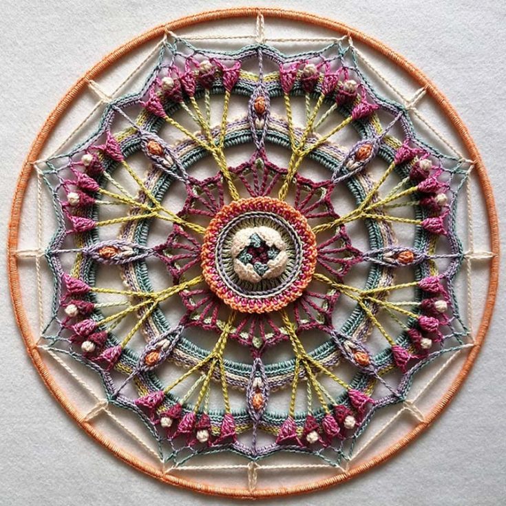 This advanced-level crochet pattern has intricate details, starting from the mandala's center and expanding outwards. Learn how to make this beauty through the downloadable PDF with written instructions.