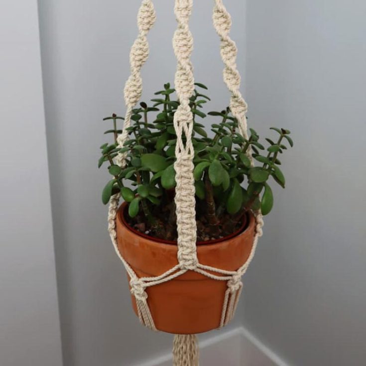 This macrame plant hanger pattern uses square, spiral, and wrapping knots. It&rsquo;s great for beginners and seasoned crafters looking for a macrame project to hop on, and it&rsquo;s super cute! Who wouldn&rsquo;t want a handmade design to feature around the house?