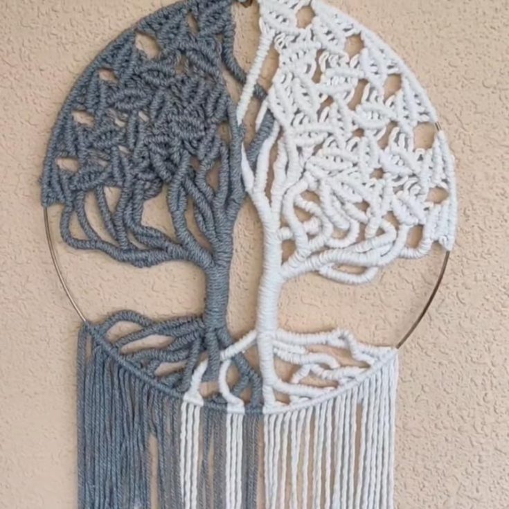 We are so in love with this Tree of Life macrame wall hanging pattern! Isn&rsquo;t it so cool? Not only is it visually alluring, but the clean separation of colors between the trees is glorious! This one-of-a-kind pattern is a must-have to your macrame list.