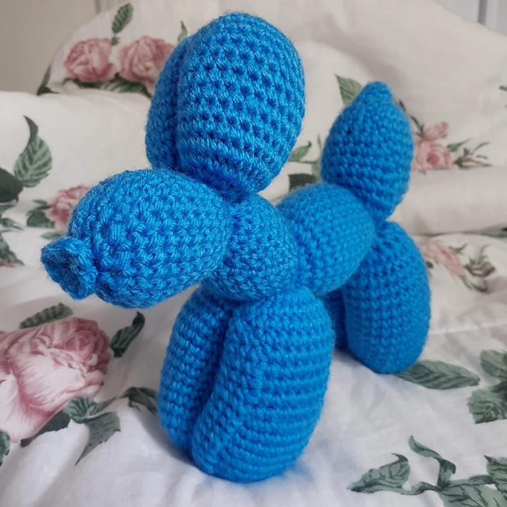 This may not be the crochet dog you expected, but balloon dogs are iconic, too! We're sure that everyone received or requested one when we were young. Make this long-lasting balloon dog that will never pop! It's an easy pattern; the finished size is 8" tall and 8.5" long.
